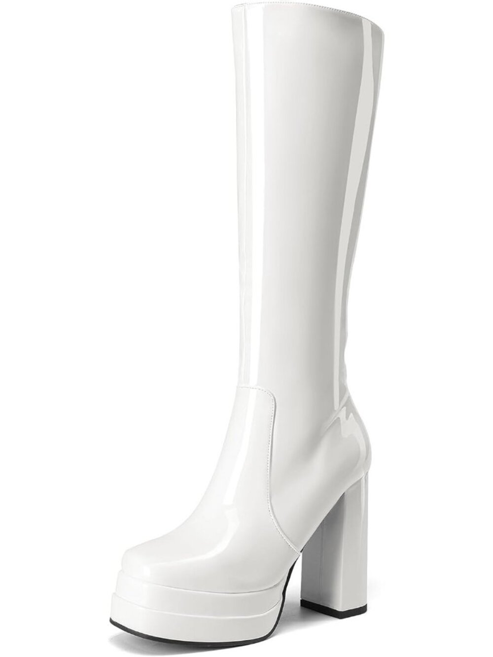 Women's White Platform Tall Gogo Boots for Fall